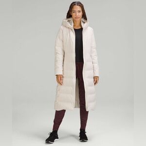 Lululemon Sleet Street Puffer Long Jacket Waterproof Insulated Cream Size 8